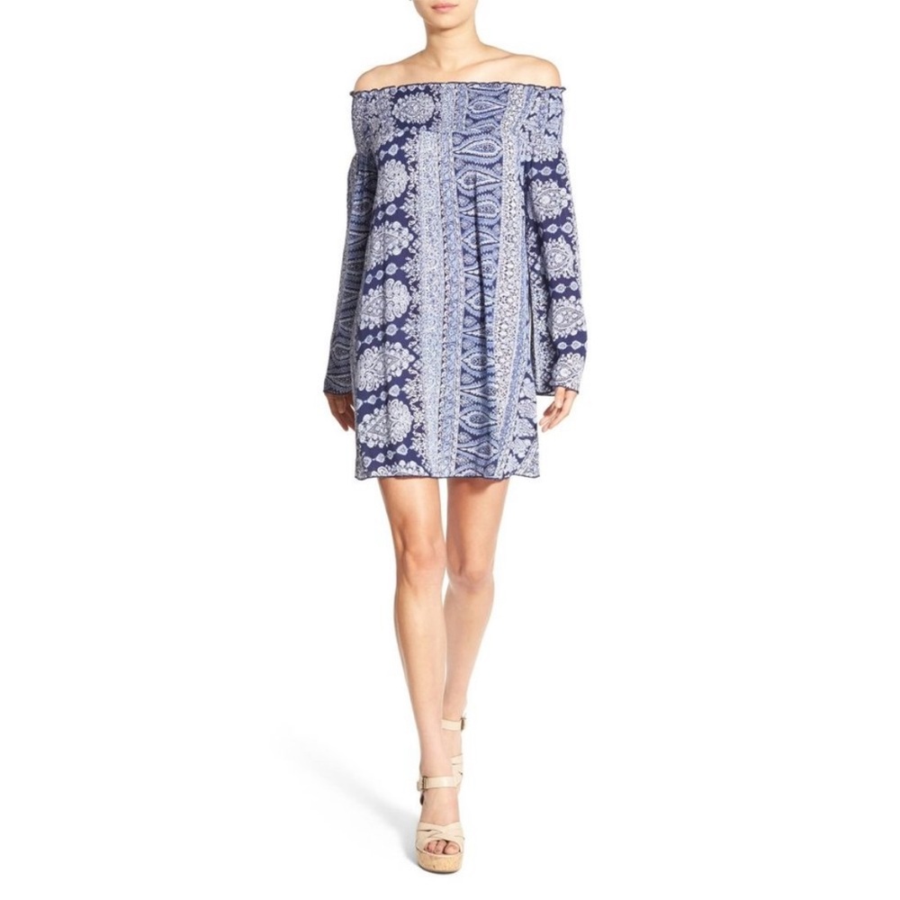 Band of Gypsies off the shoulder geometric dress